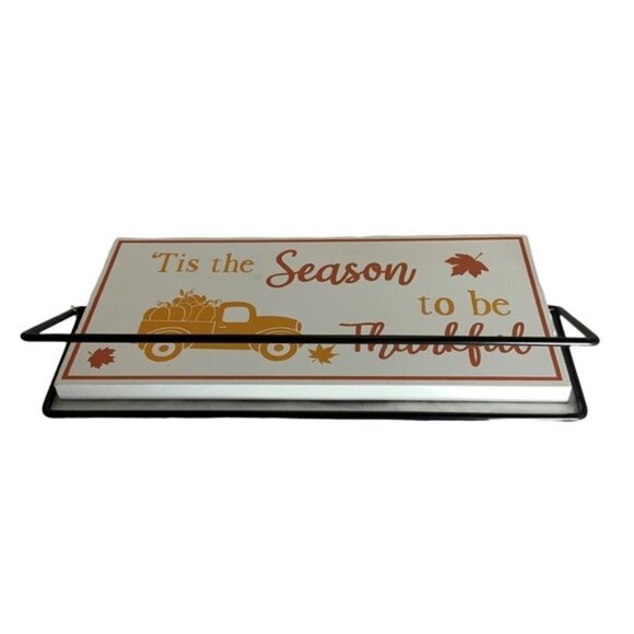 Autumn Rotating 2 Sided Sign Freestanding Table Counter Decoration Metal Stand - Picture 8 of 10
